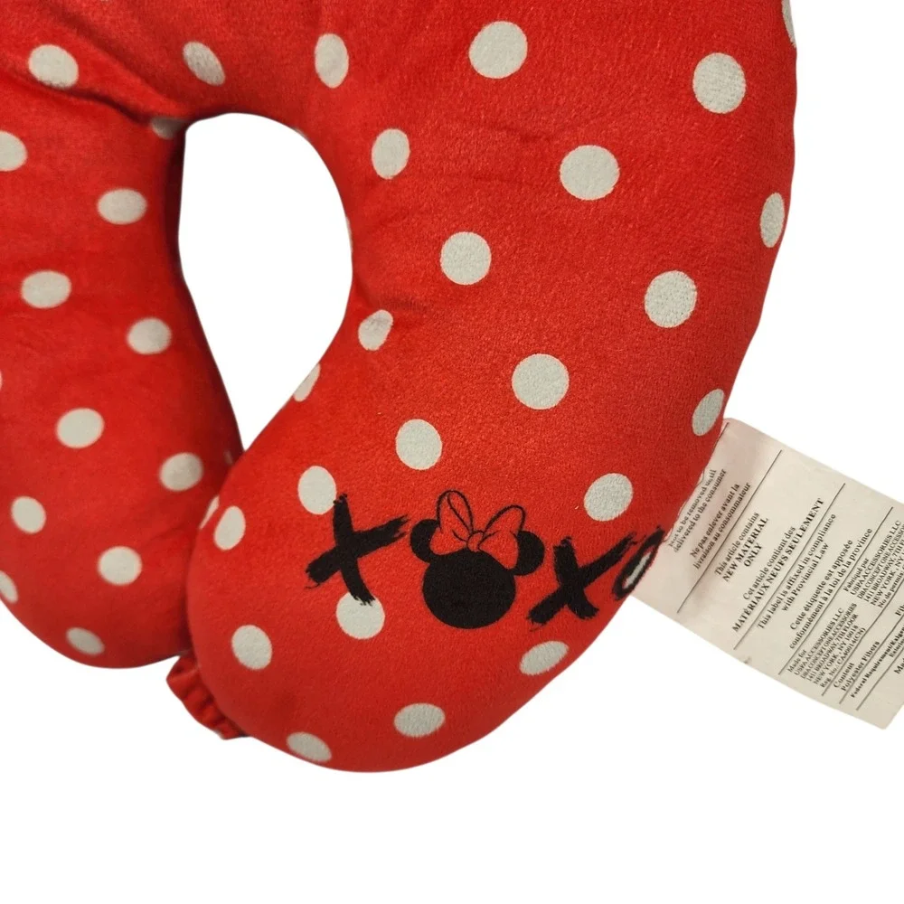 Disney Minnie Mouse Travel‎ Pillow Neck U Shape Red White Polka Dot